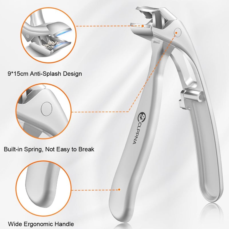 CLPPNA Toenail Clippers for Seniors, 2026 Upgrade Angled Head Nail Clippers for Men with Catcher, Ergonomic Toenails Clipper for Thick Toenails Long Handle, Sharp Wide Jaw Fingernail Clippers Adult - Image 5